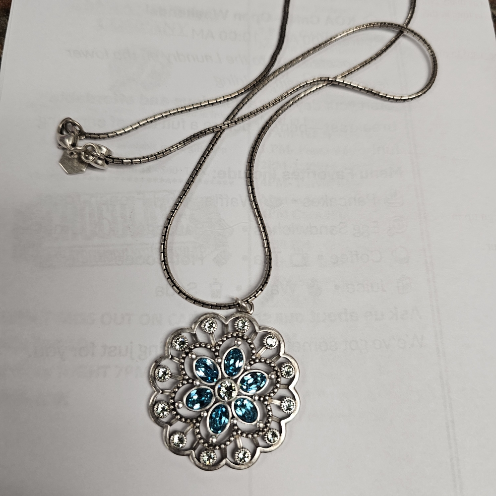 Touchstone Crystal Silver Necklace with Blue Accents